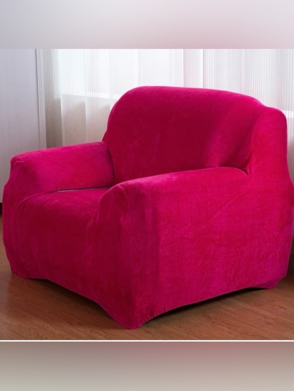 Plush VELVET ArmChair Slipcover Fits Seat 35-55” - ROSE